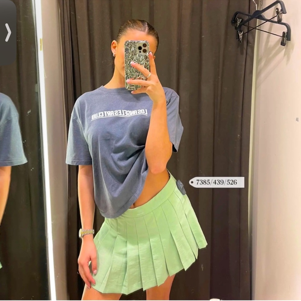 Zara Light Green Pleated Mini Skirt Size XS NWT - Picture 12 of 12